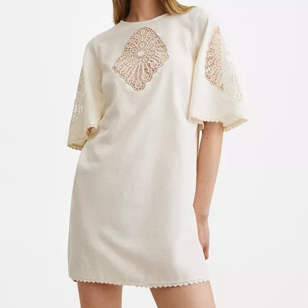 MANGO Embroidered Cotton Dress